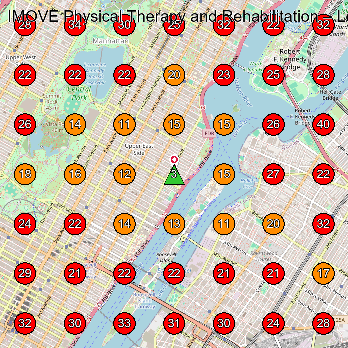 IMOVE Physical Therapy and Rehabilitation GeoGrid visibility map for Physical Therapy Clinic in New York